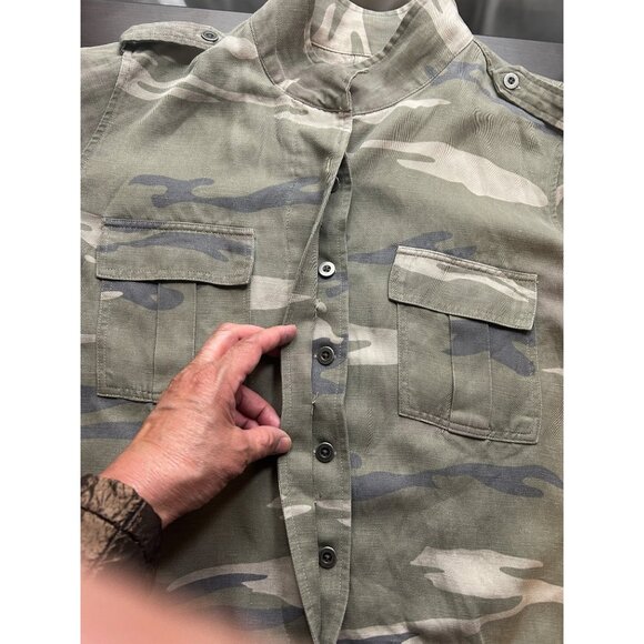 Rails Maverick Utility Jacket Sage Camo Womens Small Oversized Fit Linen Blend - Picture 8 of 12